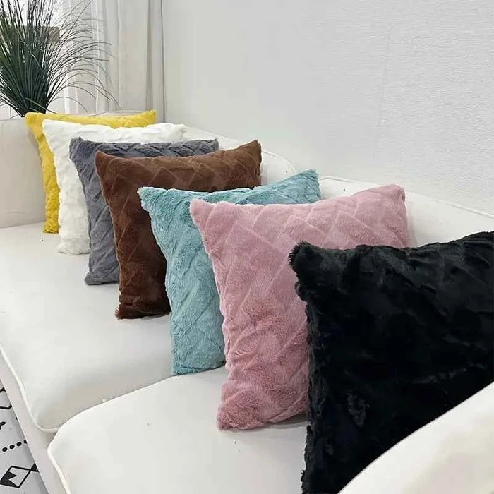Luxury Faux Fur Throw Pillow Cover - 17x17in