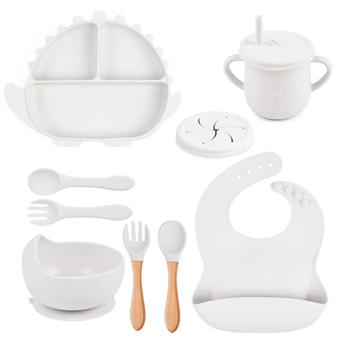 8-Piece Dinosaur Silicone Tableware Set for Kids
