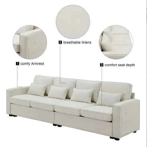 4-Seater Modern Linen Sofa – Comfort Meets Style