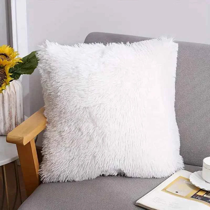 Soft Faux Fur Throw Pillow Cover for Sofa, 15.5in