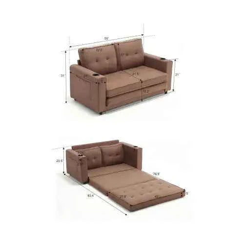 3-in-1 Convertible Futon Sofa – From Seat to Sleep in Seconds