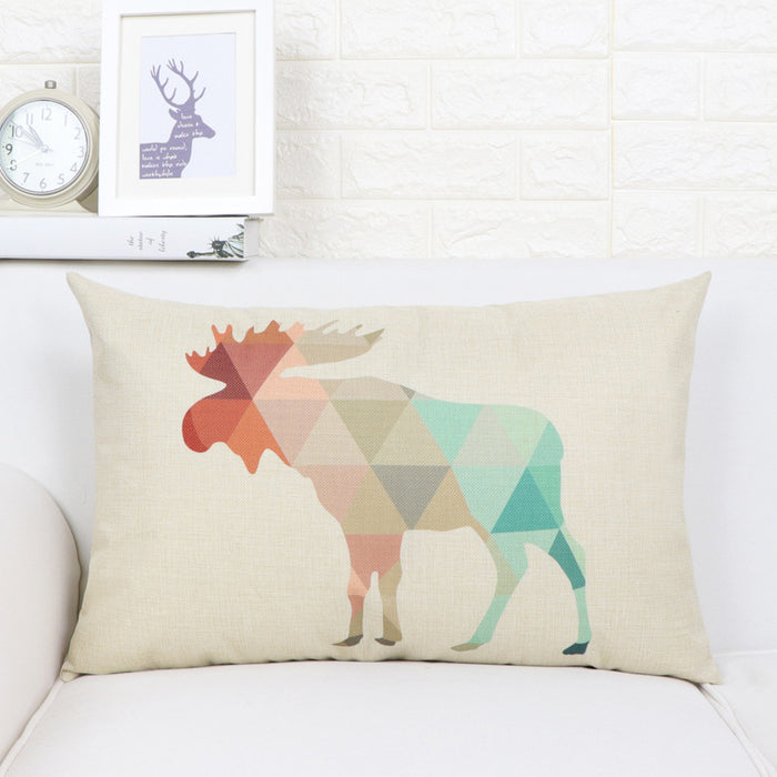 Nordic Elk Long Lumbar Pillow – Linen Back Cushion - DECORA™