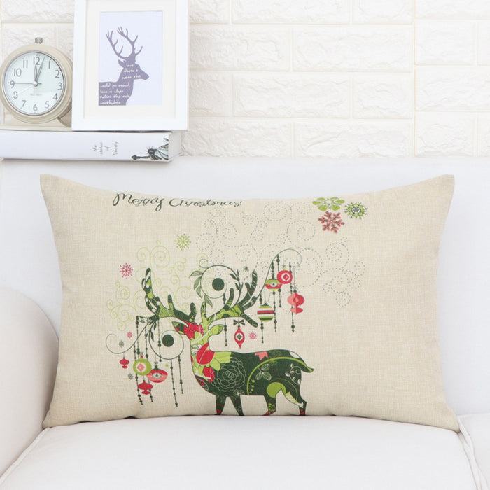 Nordic Elk Long Lumbar Pillow – Linen Back Cushion - DECORA™