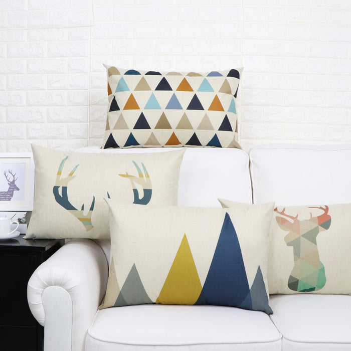 Nordic Elk Long Lumbar Pillow – Linen Back Cushion - DECORA™