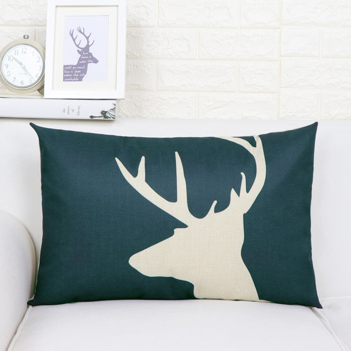 Nordic Elk Long Lumbar Pillow – Linen Back Cushion - DECORA™