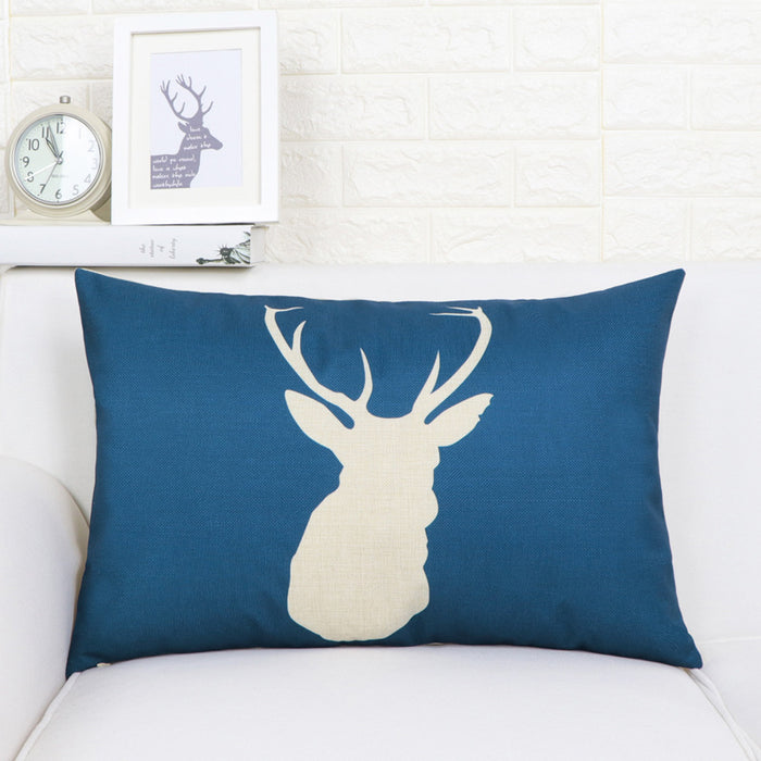 Nordic Elk Long Lumbar Pillow – Linen Back Cushion - DECORA™