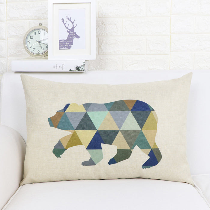 Nordic Elk Long Lumbar Pillow – Linen Back Cushion - DECORA™