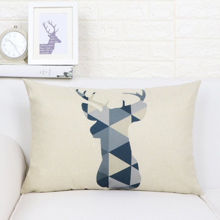 Nordic Elk Long Lumbar Pillow – Linen Back Cushion - DECORA™