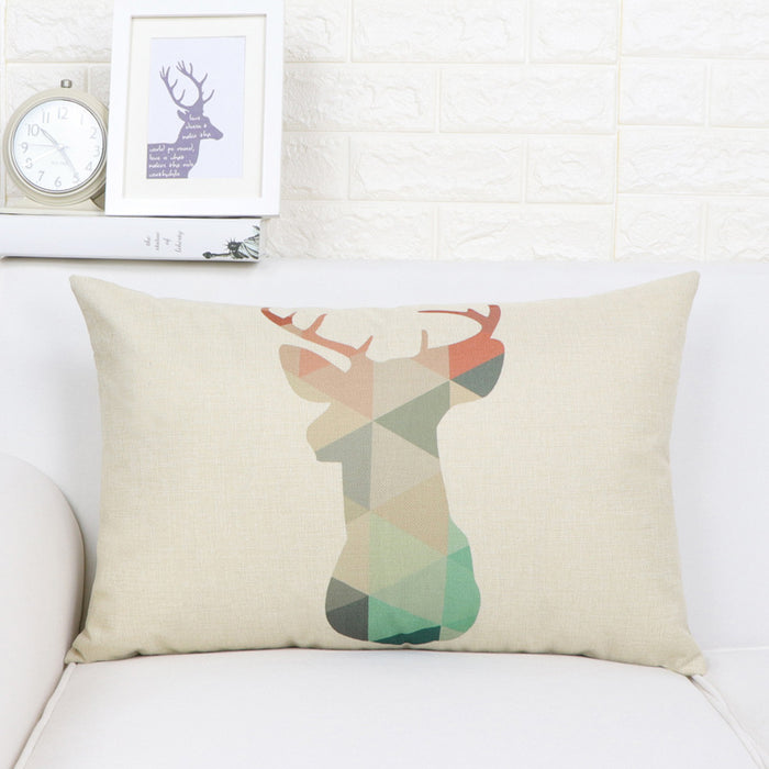 Nordic Elk Long Lumbar Pillow – Linen Back Cushion - DECORA™