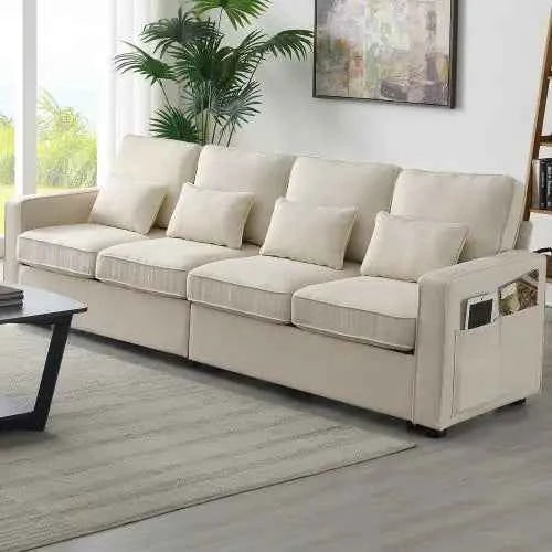 4-Seater Modern Linen Sofa – Comfort Meets Style