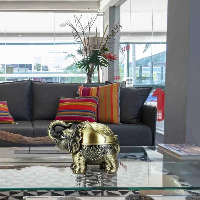 Elegant Elephant Zinc Alloy Ashtray for Home & Garden