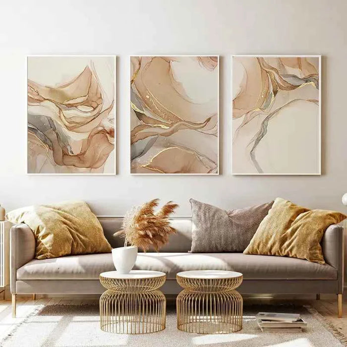 3pcs Abstract Marble Wall Art Posters – Modern Home Decor