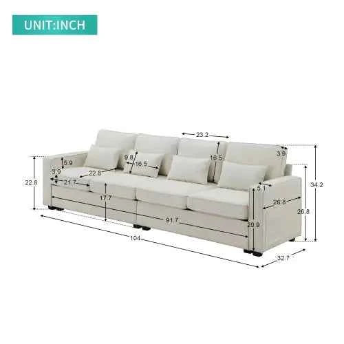 4-Seater Modern Linen Sofa – Comfort Meets Style