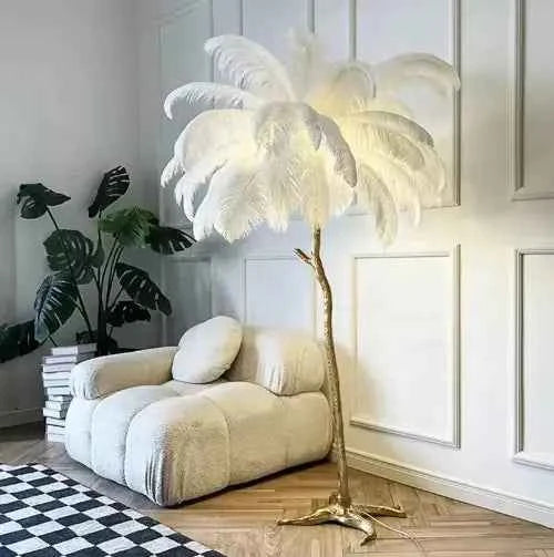 Feather Copper Floor Lamp – Elegant Modern Lighting