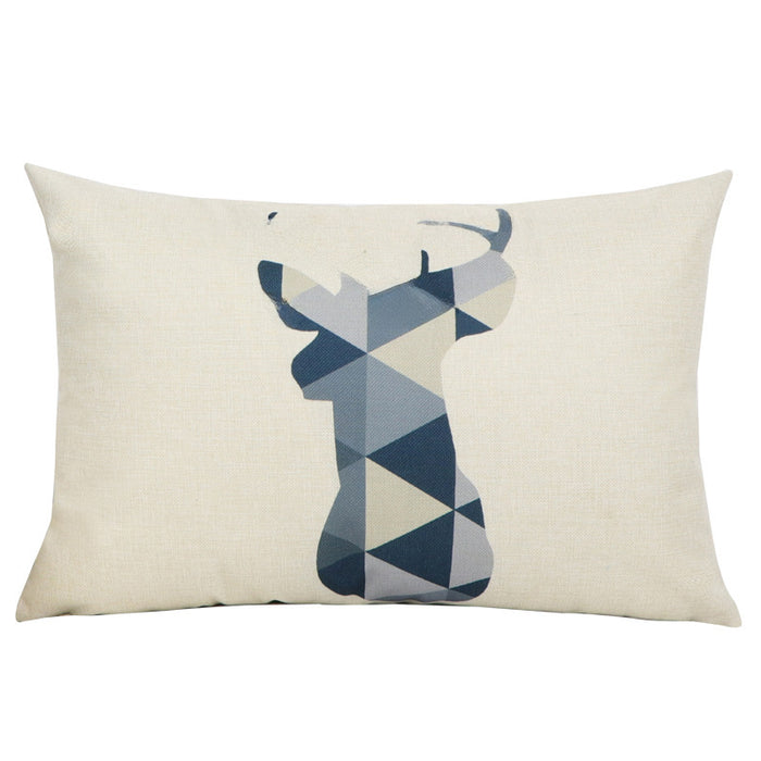Nordic Elk Long Lumbar Pillow – Linen Back Cushion - DECORA™