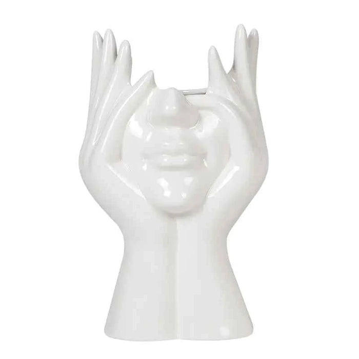 Nordic White Ceramic Body Art Vase – Modern Home Decor