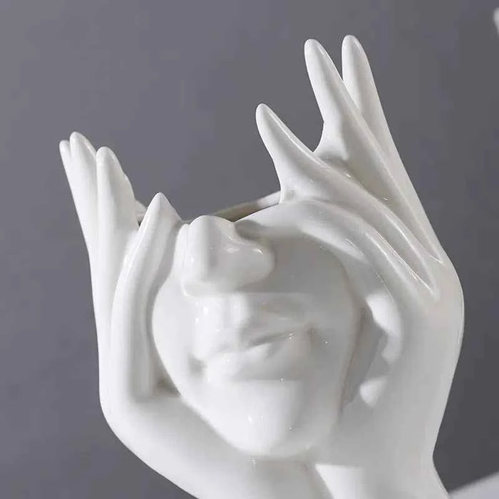 Nordic White Ceramic Body Art Vase – Modern Home Decor