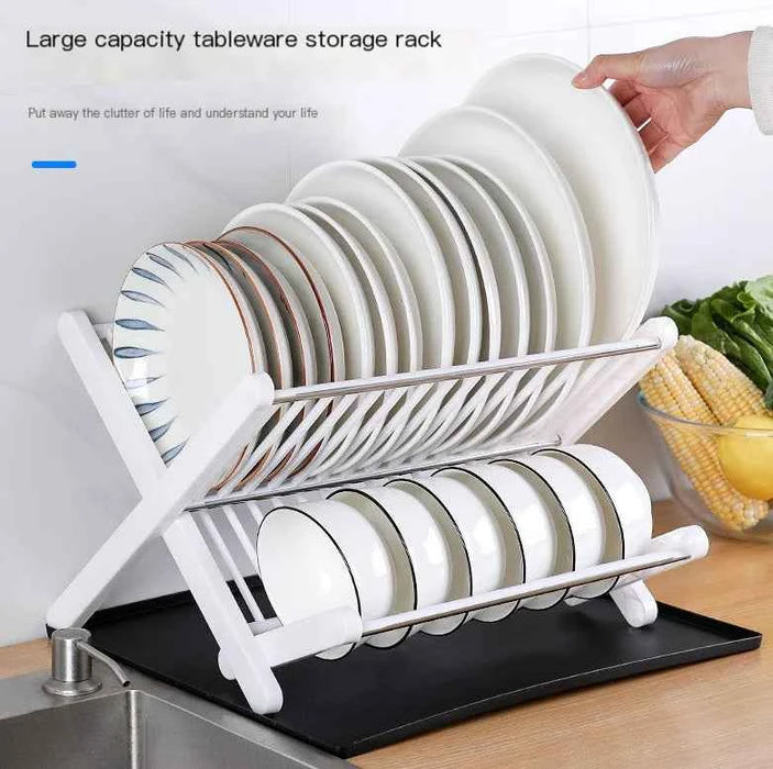 Folding Kitchen Draining Rack – Utensil & Dish Organizer