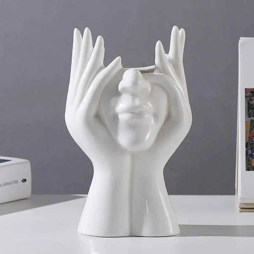 Nordic White Ceramic Body Art Vase – Modern Home Decor