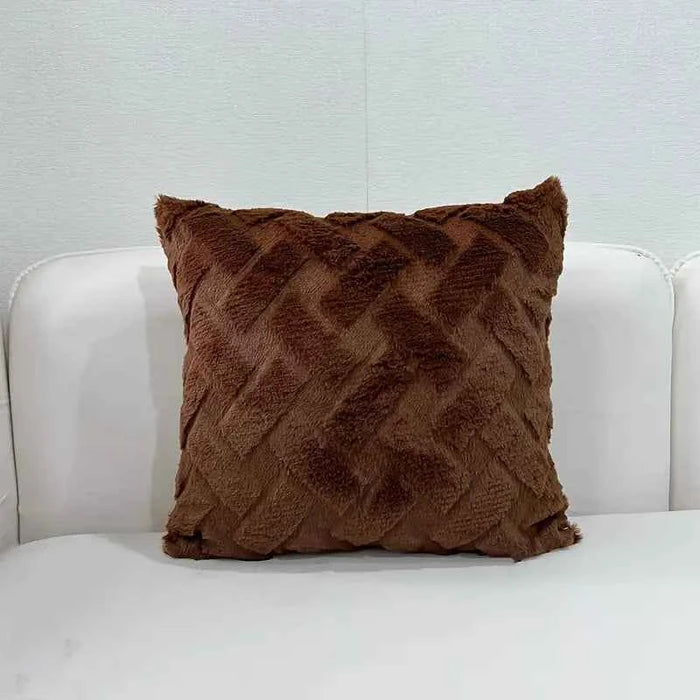 Luxury Faux Fur Throw Pillow Cover - 17x17in