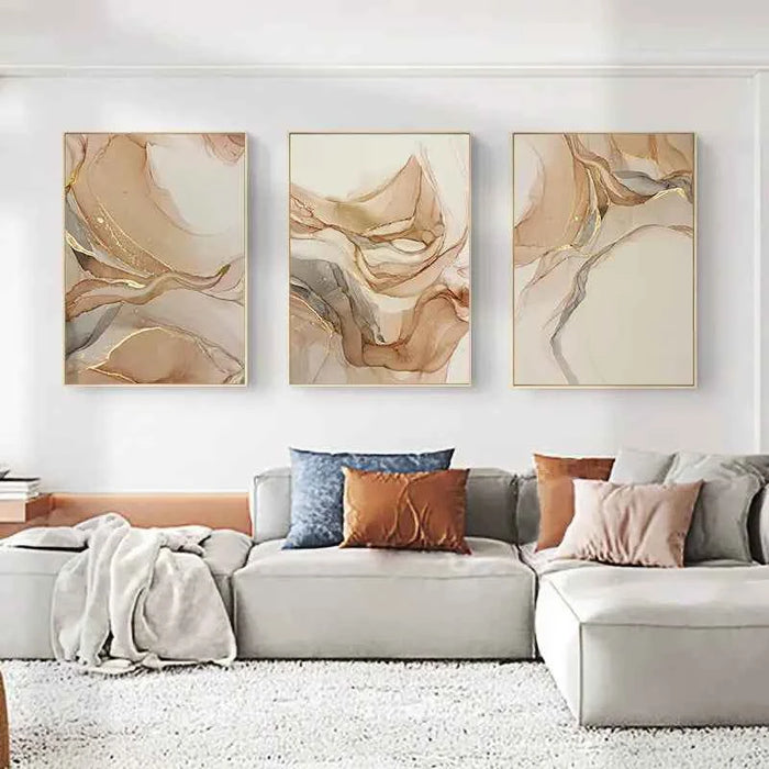 3pcs Abstract Marble Wall Art Posters – Modern Home Decor