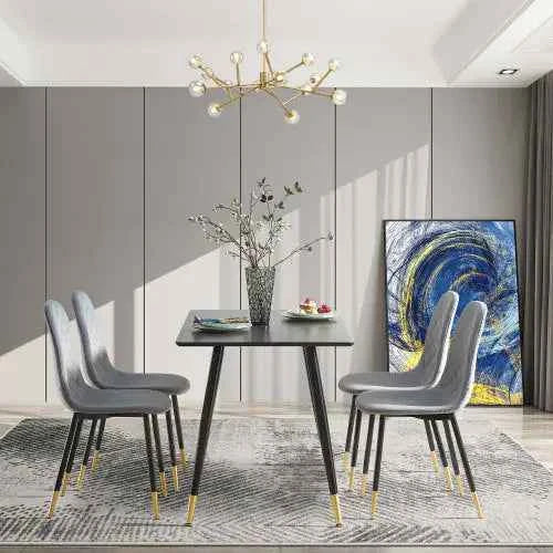 Black Modern MDF Kitchen Dining Table – Smart Home Ready