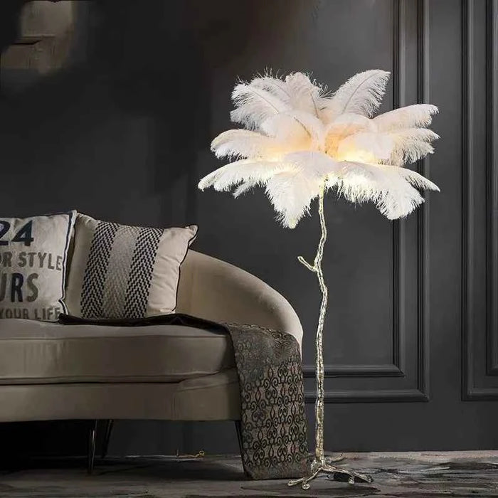 Feather Copper Floor Lamp – Elegant Modern Lighting