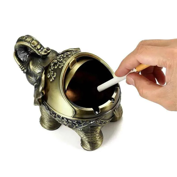 Elegant Elephant Zinc Alloy Ashtray for Home & Garden