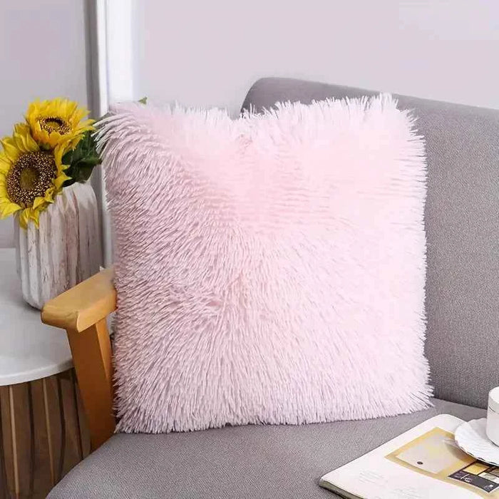 Soft Faux Fur Throw Pillow Cover for Sofa, 15.5in
